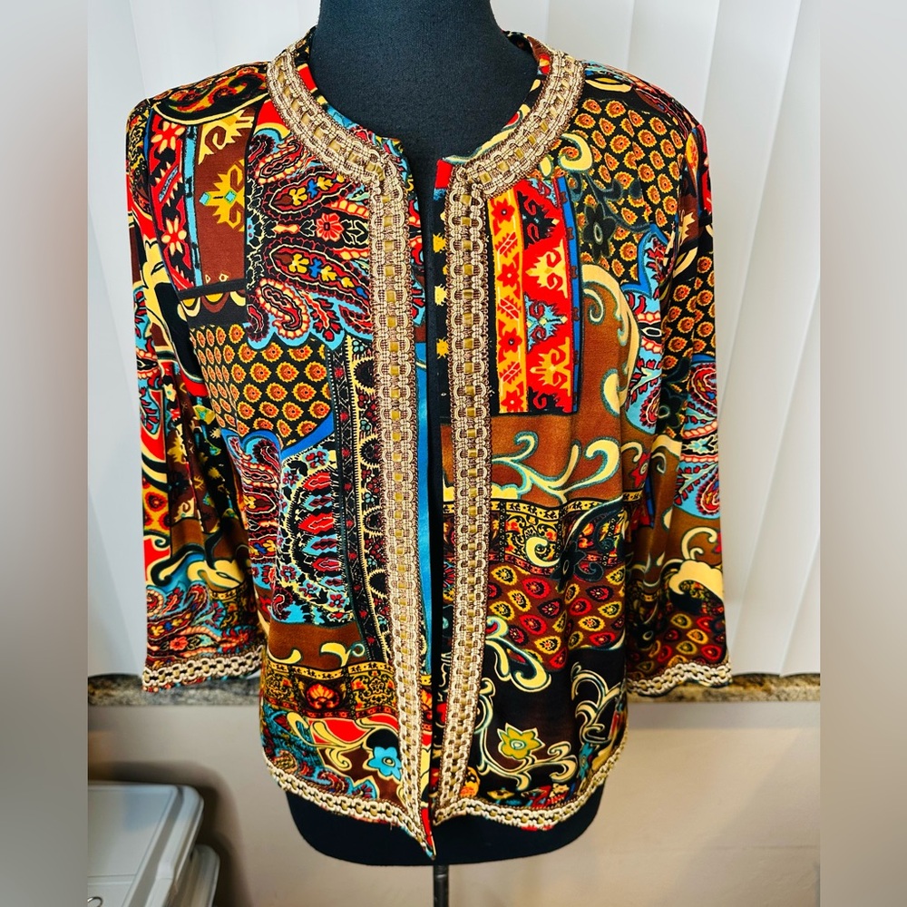 Joan Rivers Jacket Brown Patchwork Artsy Blazer G… - image 3